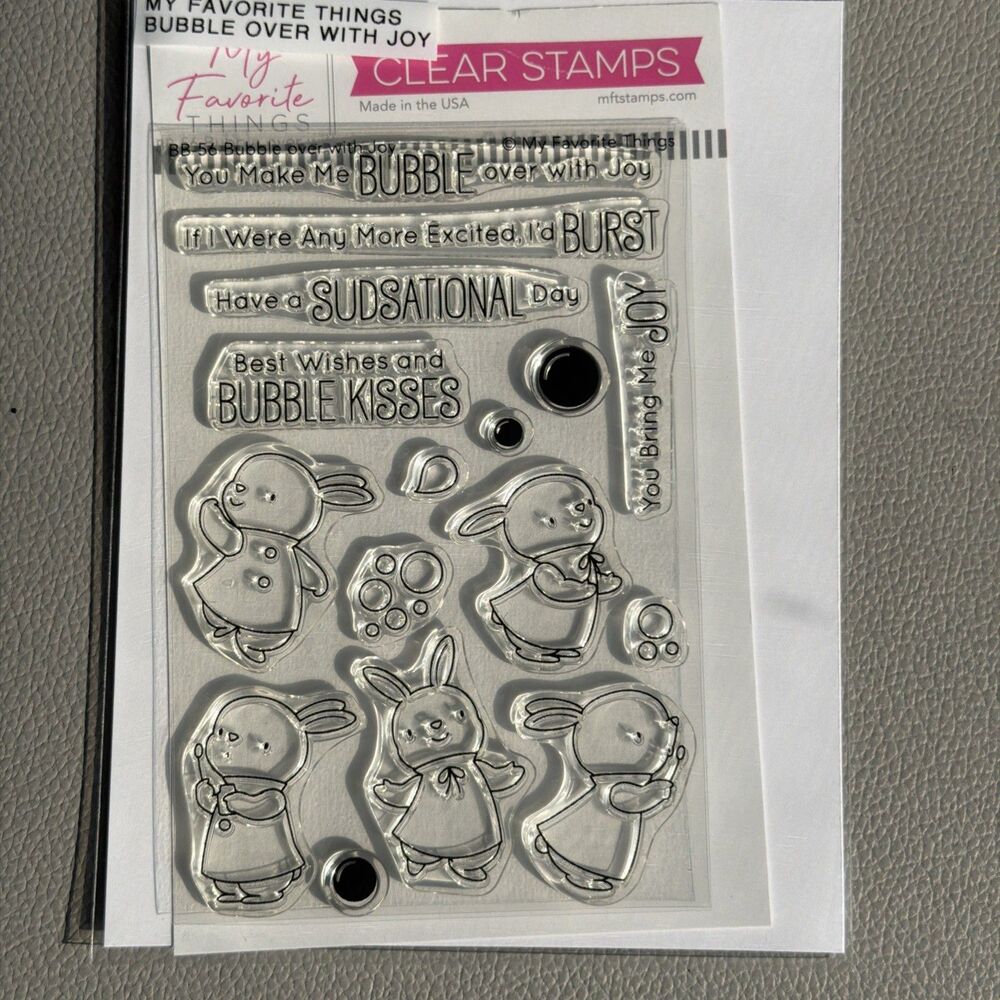 My Favorite Things Bubble over with joy Stamp Set Bunny Rabbit blowing bubbles